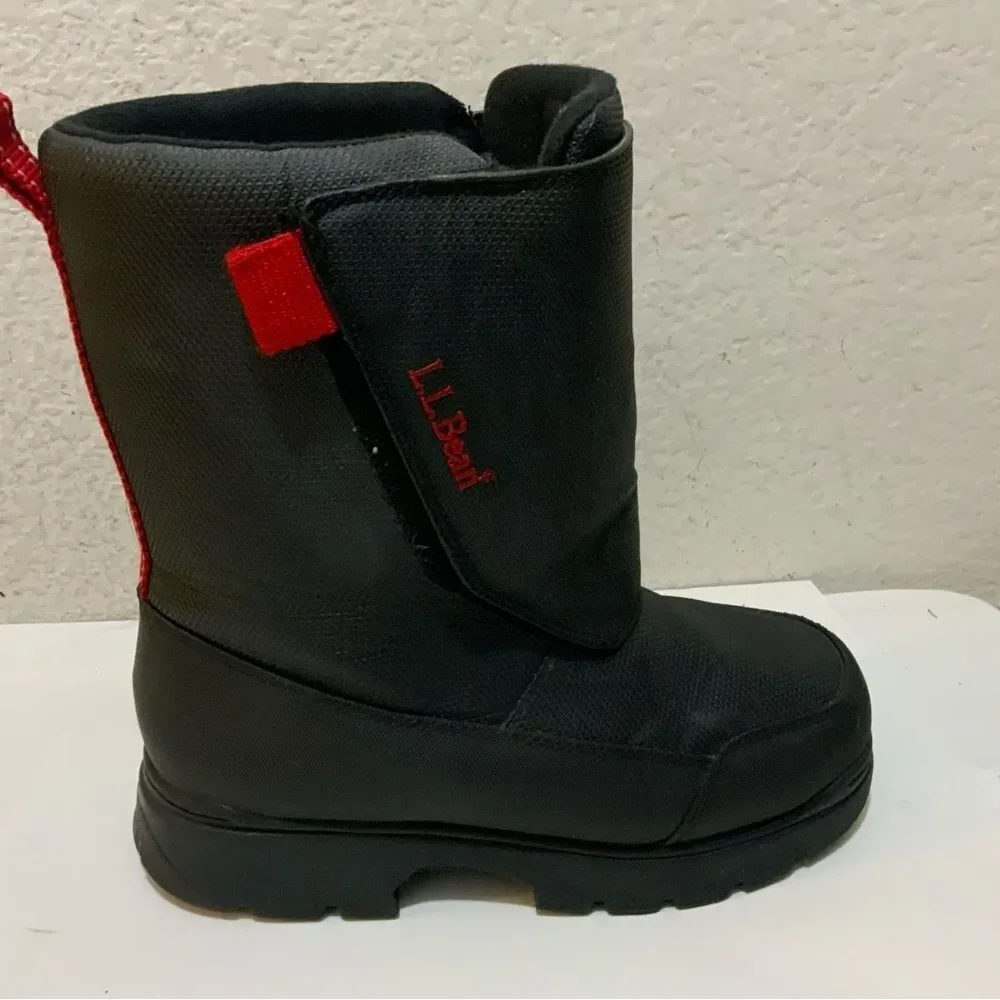 LL Bean Youth Unisex Big Kids Northwoods Snow Winter Boots Black Red Size 6